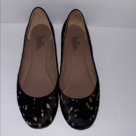 Belle by Sigerson Morrison Animal Print Ballerina Calf Hair Flats Women’s Sz 8.5 - Picture 1 of 4